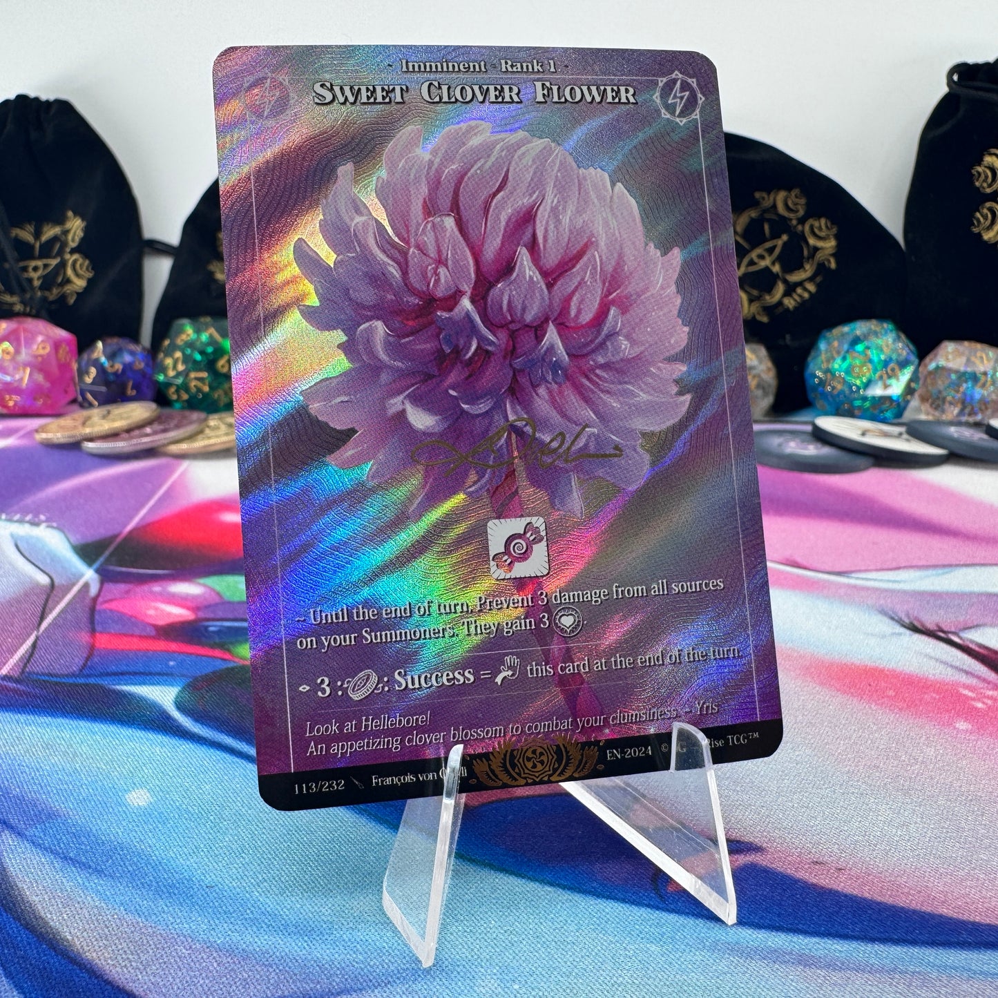 #1602 Sweet Clover Flower | 113/232 | Holo *Signed by Francois* | Candypocalypse | Legendary (EN)